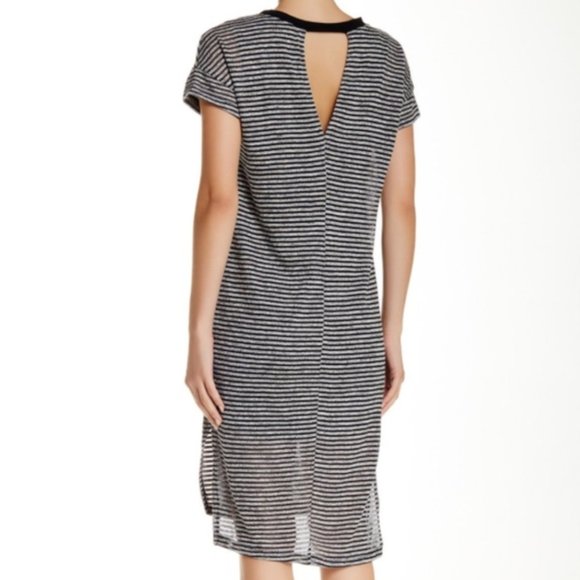 Nordstrom Lush Midi Knit Dress in Grey and Black Stripe - Picture 2 of 9